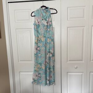 Chic Floral Maxi Dress - Blue and Pink